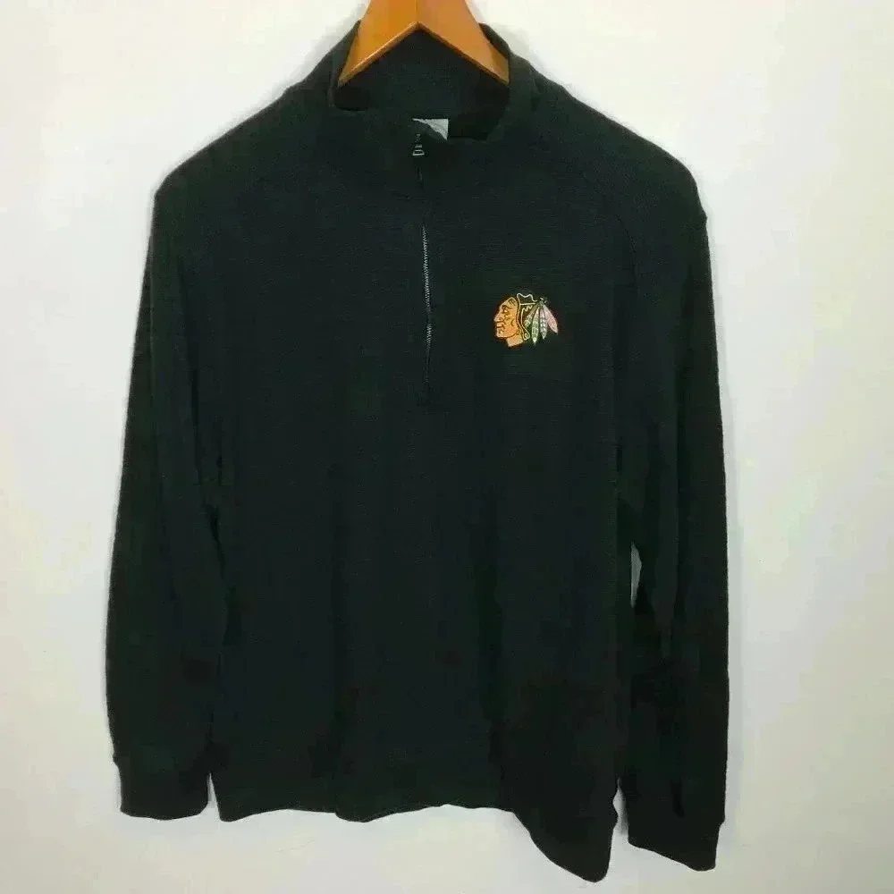 Chicago Black Hawks Men Black Large Pullover - Picture 2 of 7